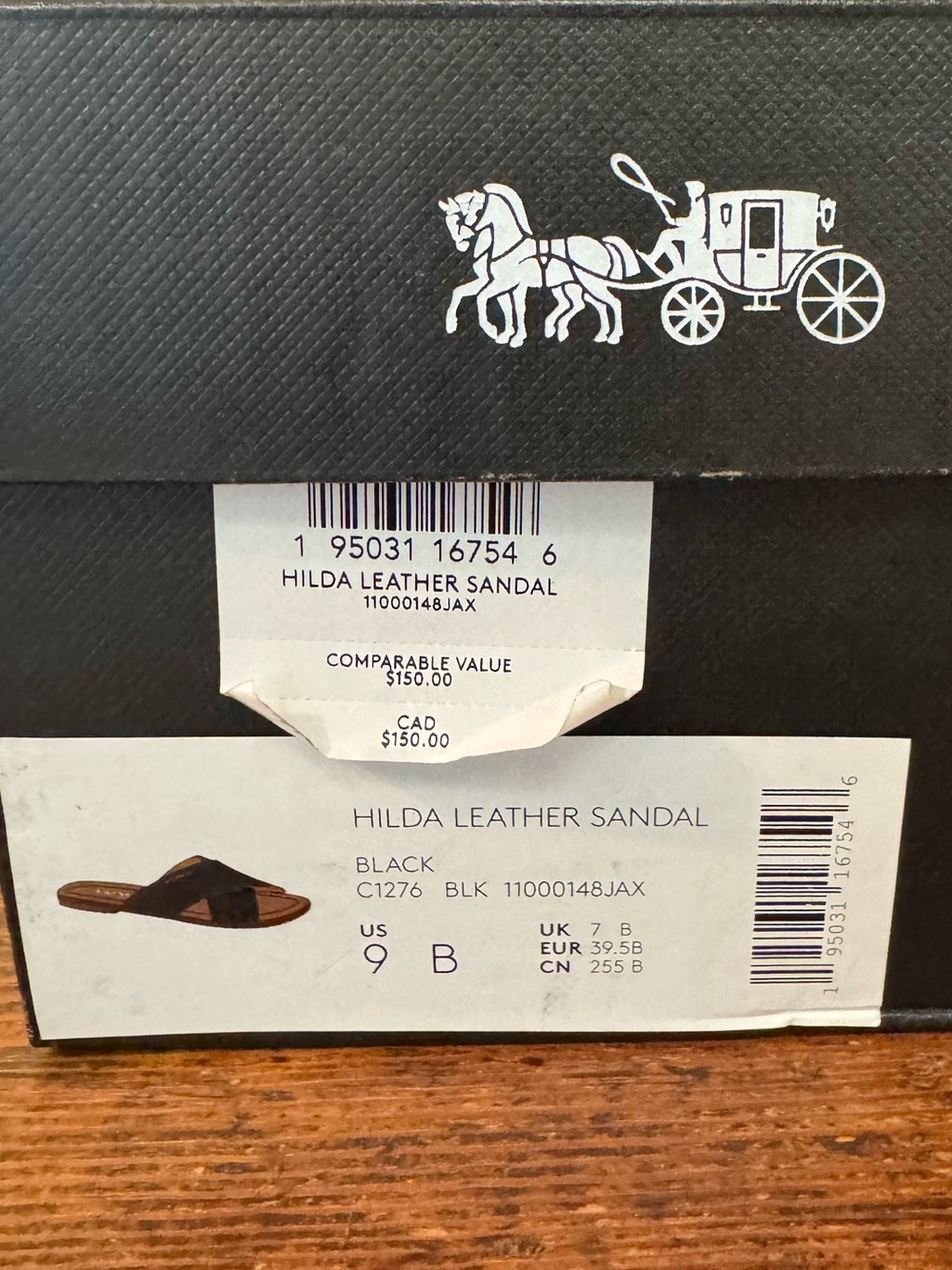NIB Coach Hilda Cross-Band Slide Sandals in Black, Size 9 - Picture 6 of 7
